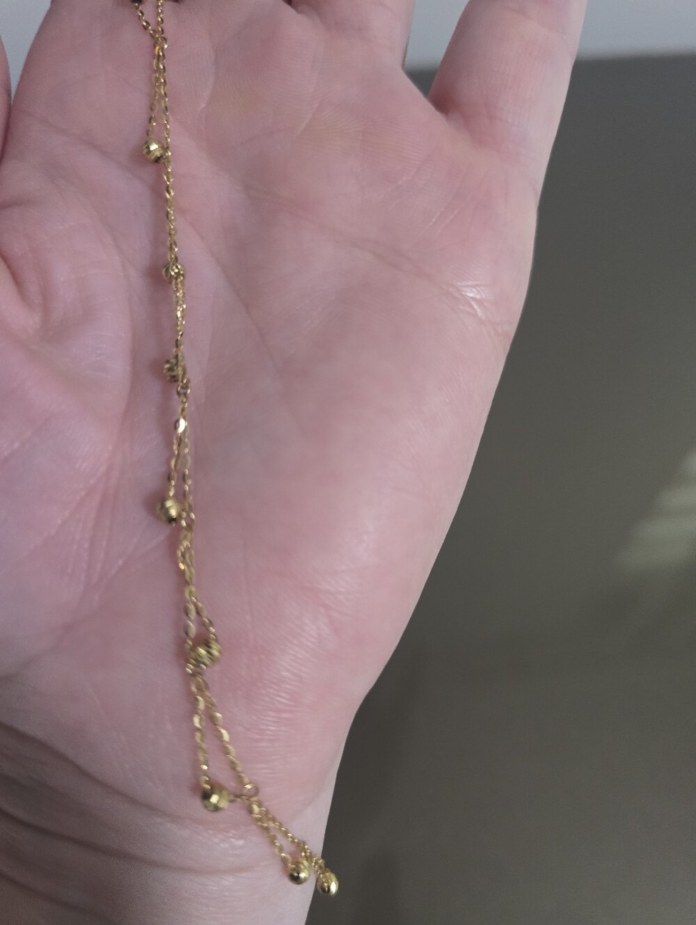 14 K Gold Teardrop Beaded Chain Necklace - Women's Jewelry - Picture 4 of 14